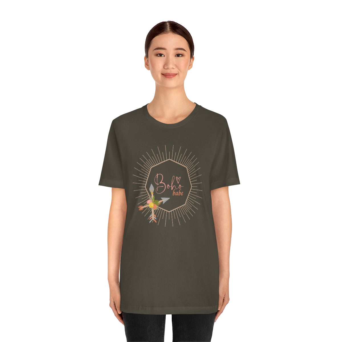 Boho Babe Sunburst Shirt, Arrows with Flowers Shirt, Boho Flowers Shirt, Gold Starburst Shirt