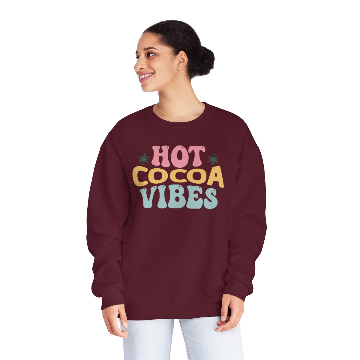 Hot Cocoa Vibes Hippie Christmas Sweatshirt, Christmas Shirts for Women, Shirts for Christmas