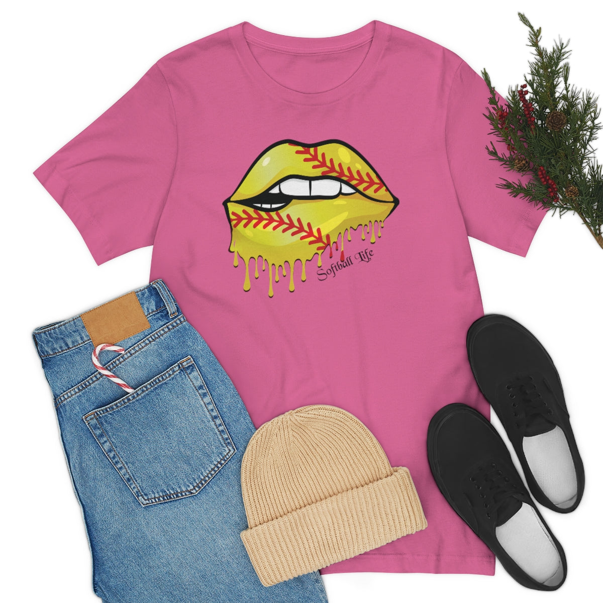 Softball Lips Softball Mom Tshirt | Softball tees | Women's softball Shirt | Cute softball shirts | Dripping Lips | Team gifts