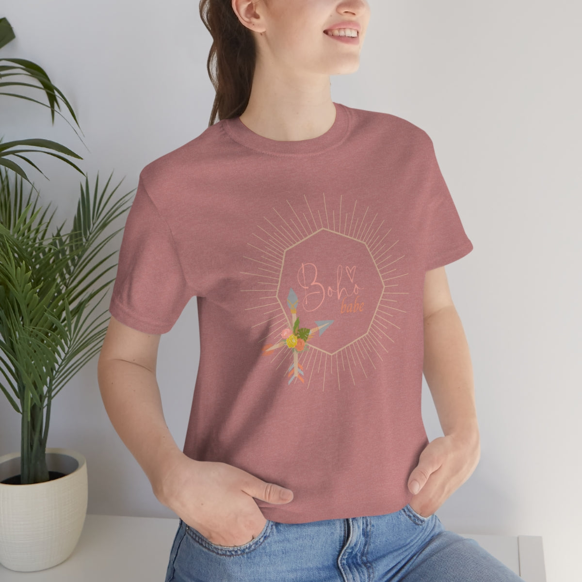 Boho Babe Sunburst Shirt, Arrows with Flowers Shirt, Boho Flowers Shirt, Gold Starburst Shirt