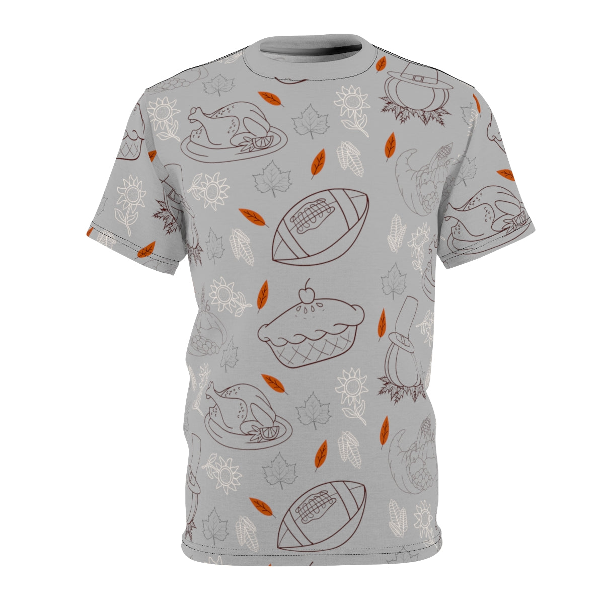 Thanksgiving Pattern All Over Print Shirt | Turkey Shirt | Apple Pie | Unisex AOP Shirt | Fall Shirt | Football Shirt