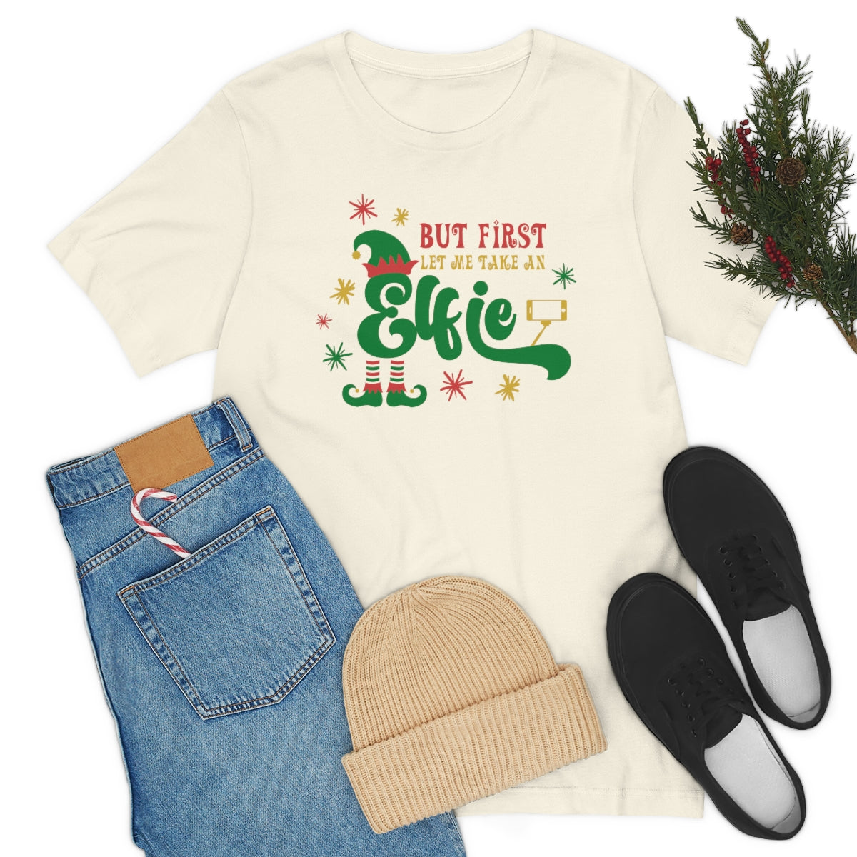 Elfie Shirt, Christmas Shirts for Women, Christmas Tee, Christmas TShirt, Shirts For Christmas, Cute Christmas t-shirt, Holiday Tee