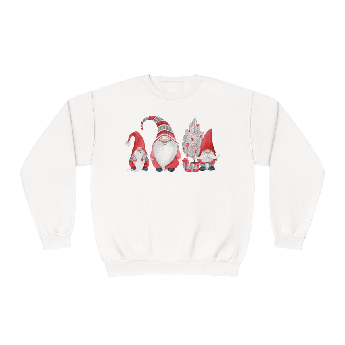 Grey and Red Watercolor Christmas Gnomes Sweatshirt, Christmas Sweatshirt, Gnome Shirt, Christmas Tree Shirt, Holiday Shirt