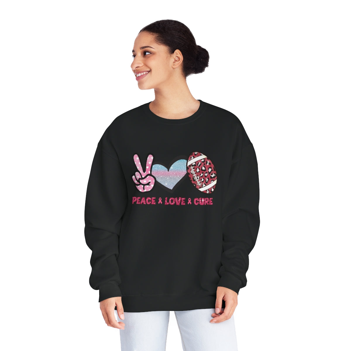 Breast Cancer Sweatshirt | Pink Ribbon Sweatshirt | Breast Cancer Awareness Sweatshirt | Football Sweatshirt | Fundraiser Crewneck