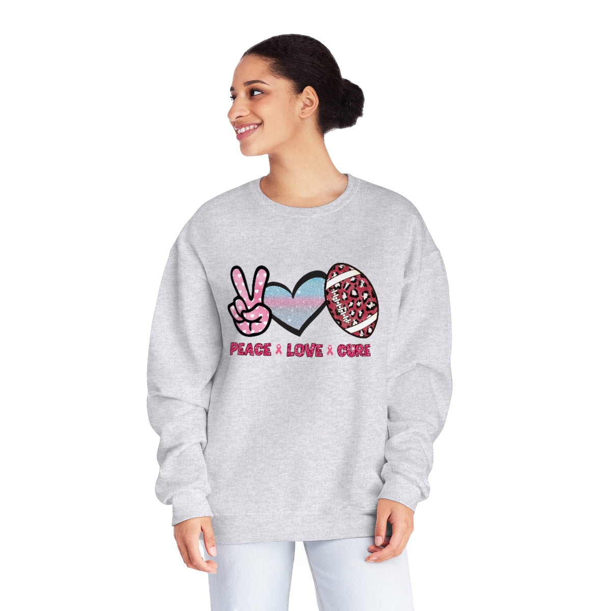 Breast Cancer Sweatshirt | Pink Ribbon Sweatshirt | Breast Cancer Awareness Sweatshirt | Football Sweatshirt | Fundraiser Crewneck