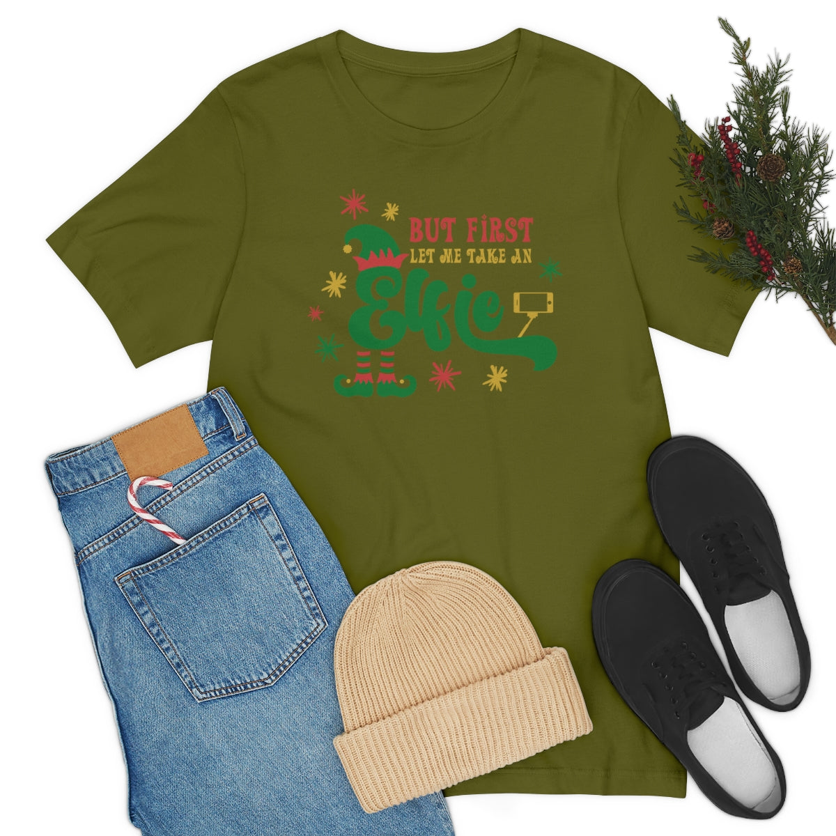 Elfie Shirt, Christmas Shirts for Women, Christmas Tee, Christmas TShirt, Shirts For Christmas, Cute Christmas t-shirt, Holiday Tee