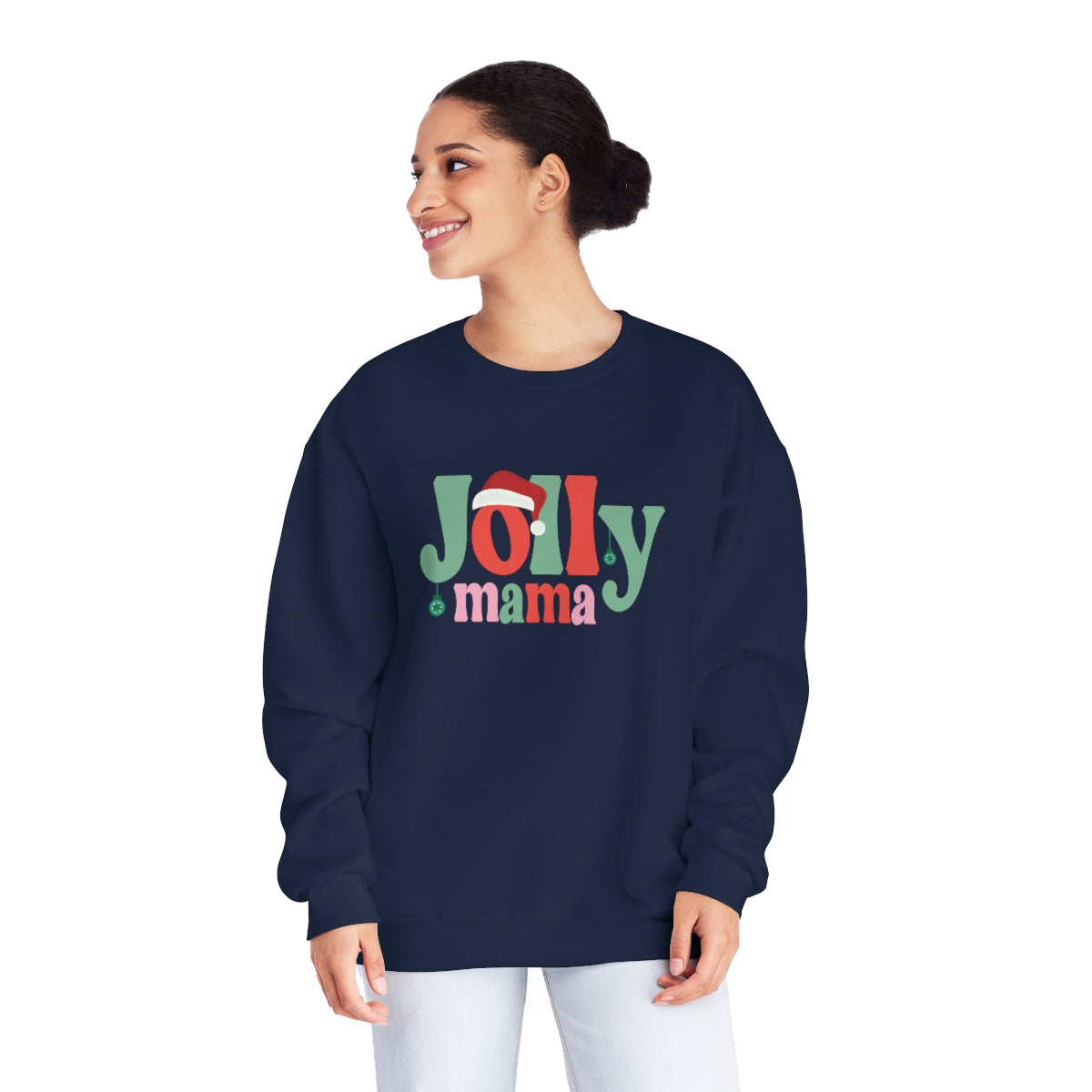 Hippie Jolly Mama Christmas NuBlend Fleece Crewneck Sweatshirt - Sizes S - 3XL