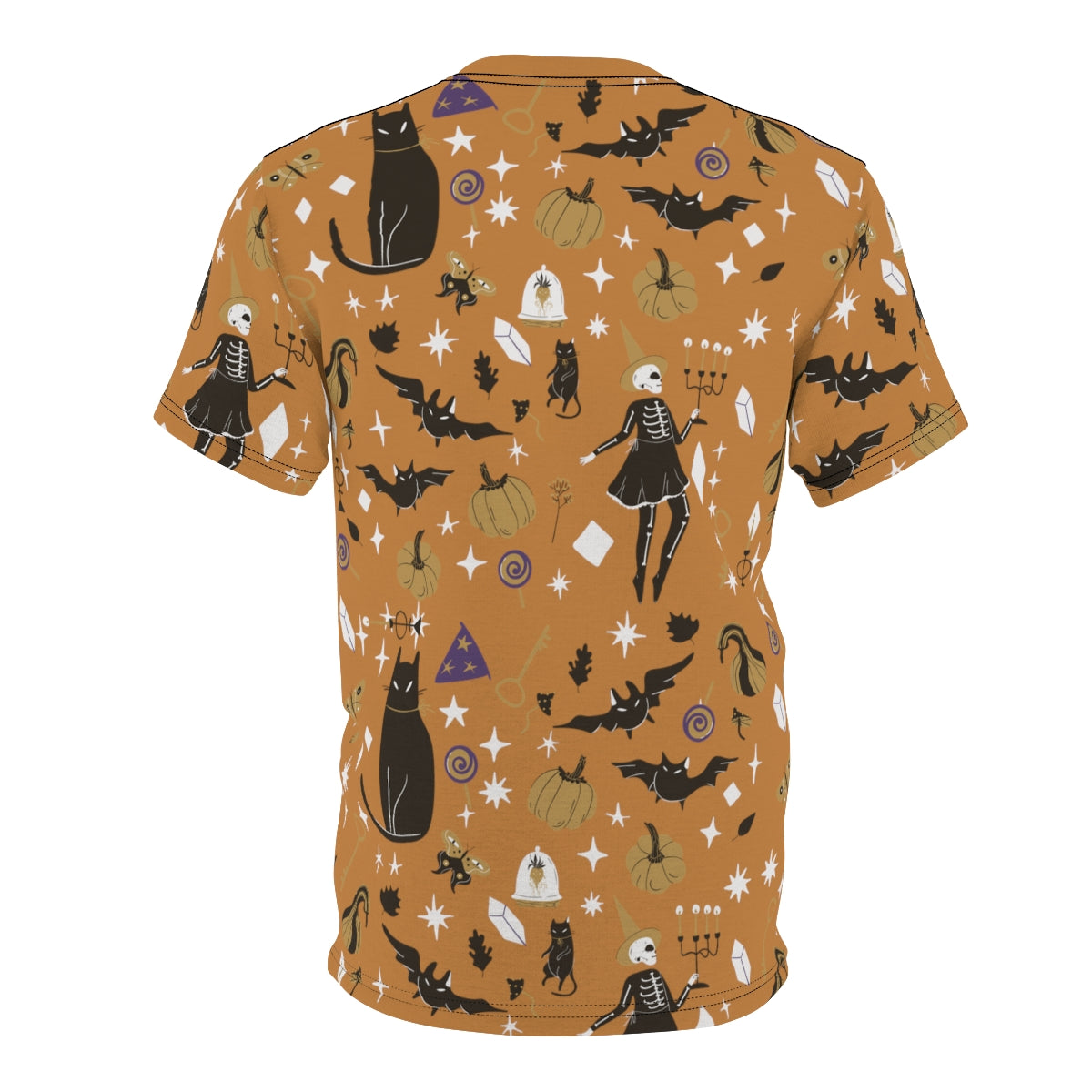 Halloween Pattern All Over Print Shirt | Vintage Halloween | Spooky Halloween Shirt | Unisex AOP Shirt | Black Cat Shirt | Skeleton Shirt