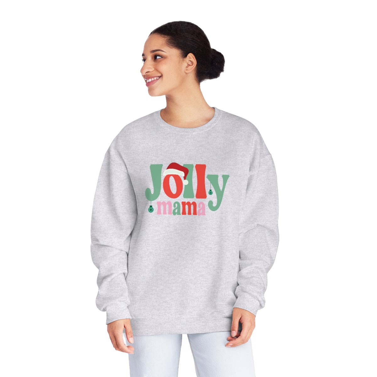 Hippie Jolly Mama Christmas NuBlend Fleece Crewneck Sweatshirt - Sizes S - 3XL