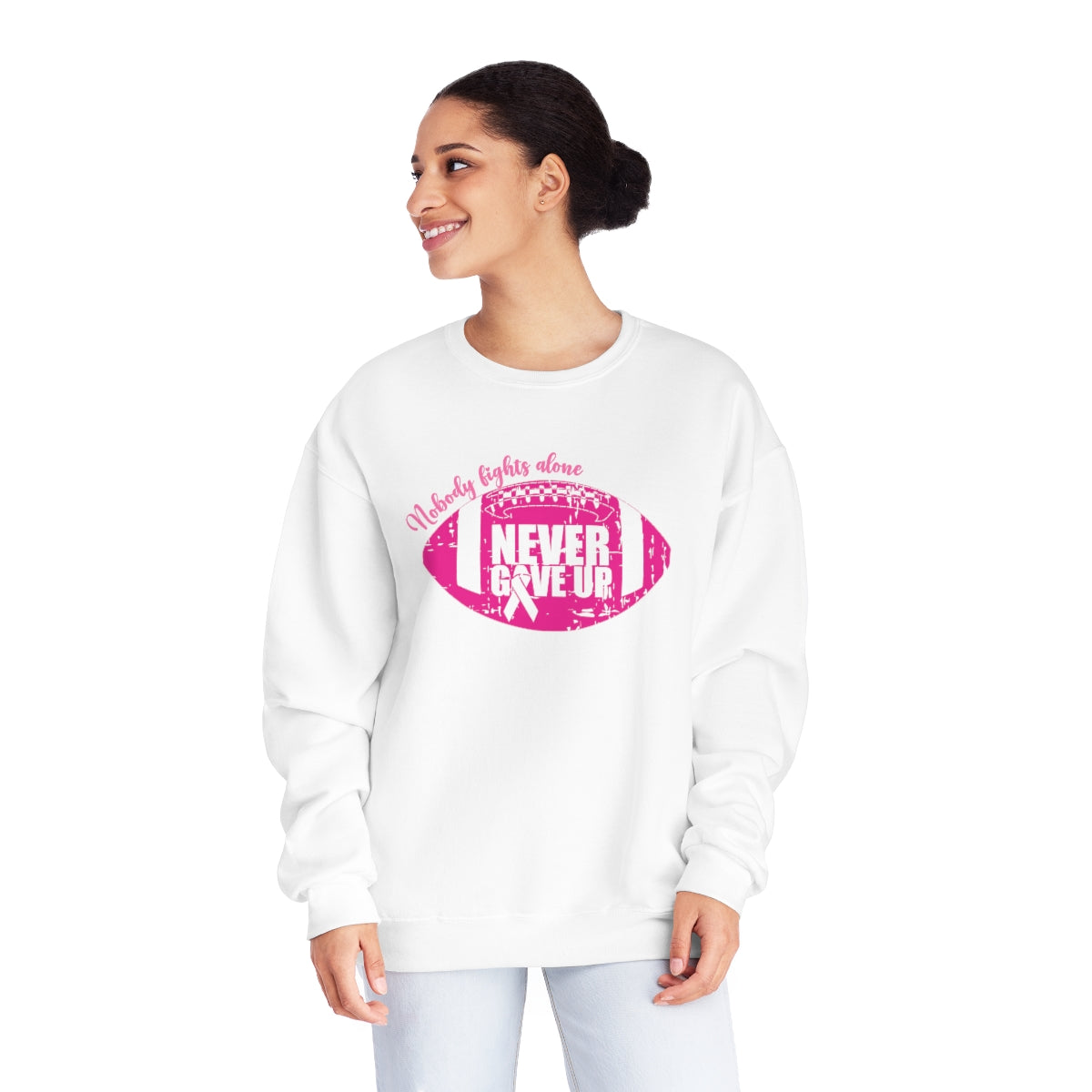 Breast Cancer Sweatshirt | Pink Ribbon Sweatshirt | Breast Cancer Awareness Sweatshirt | Football Sweatshirt | Fundraiser Crewneck