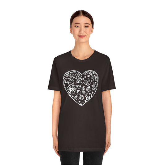 Women's Fall Heart Shirt - Bella + Canvas T Shirt - Sizes S - 3XL