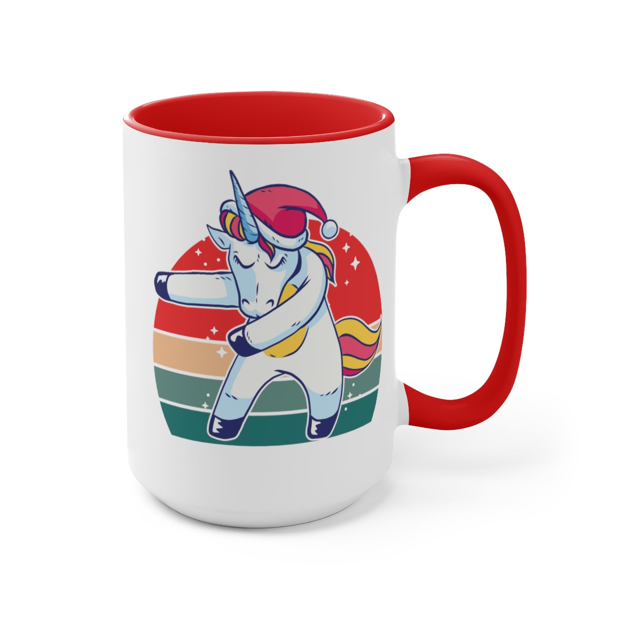 15oz Two Tone Christmas Coffee Mug, Unicorn Dab Christmas Mug, Christmas Mug, Unicorn Mug, Merry Christmas Mug