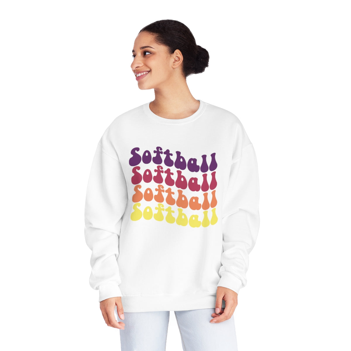 Colorful Hippie Text Softball Sweatshirt | Softball tees | Women's softball Shirt | Cute softball shirts | Groovy Text | Team gifts