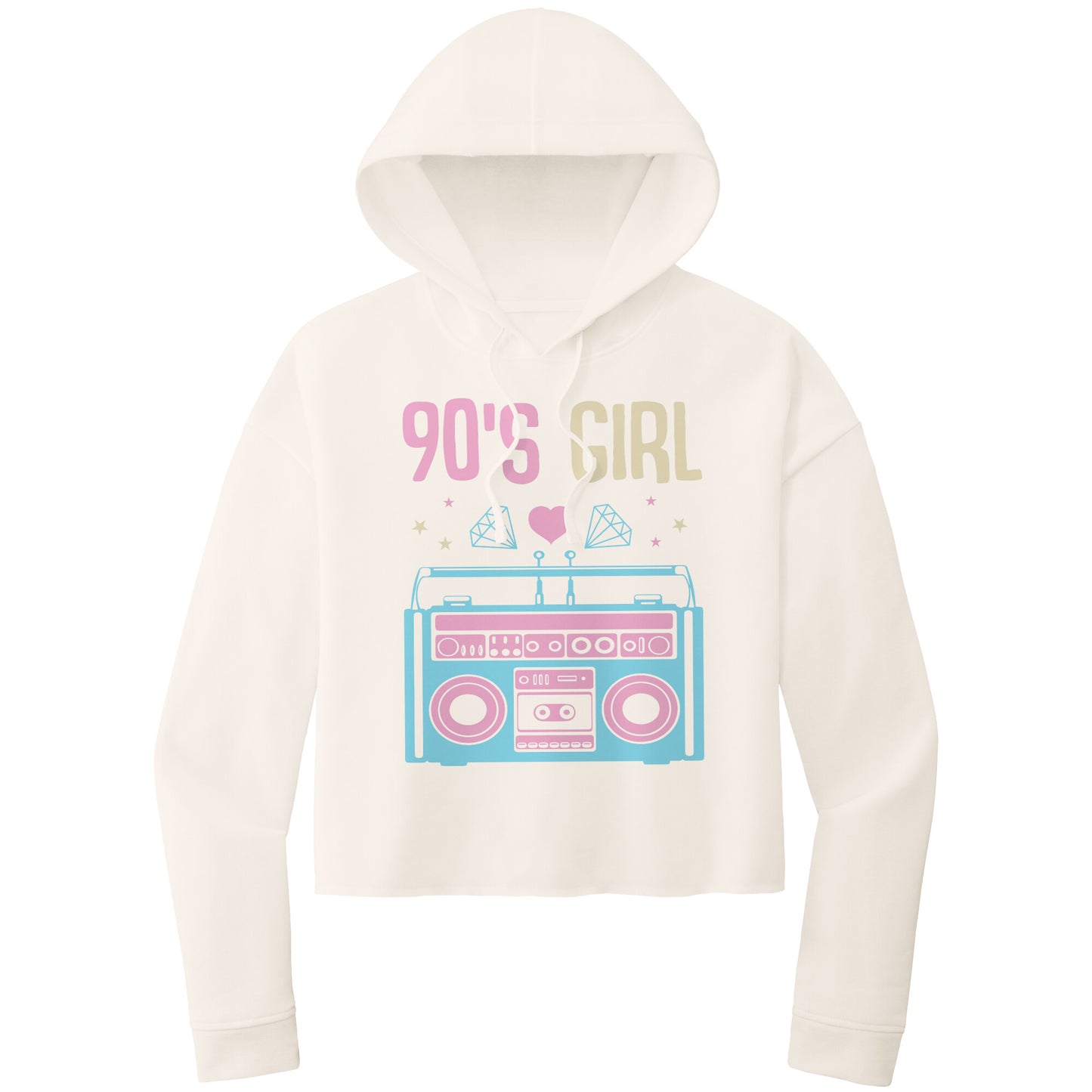 90's Girl Hooded Cropped Sweatshirt, 90's Retro Cropped Hoodie, Retro Hoodie Sweatshirt, Cassette Tape Hoodie