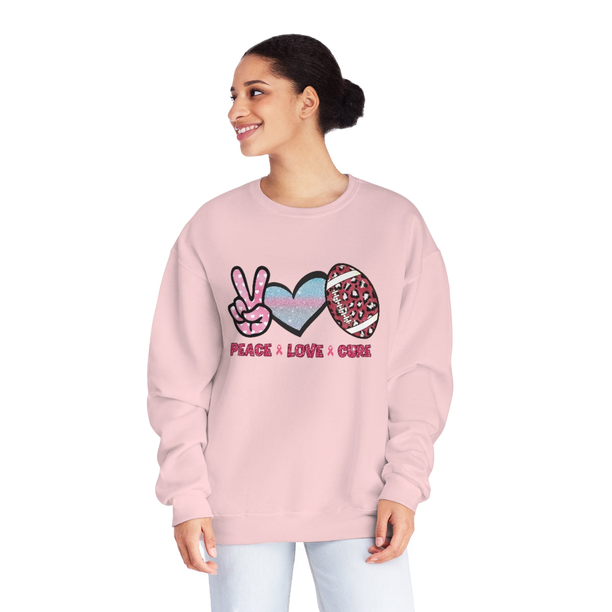 Breast Cancer Sweatshirt | Pink Ribbon Sweatshirt | Breast Cancer Awareness Sweatshirt | Football Sweatshirt | Fundraiser Crewneck