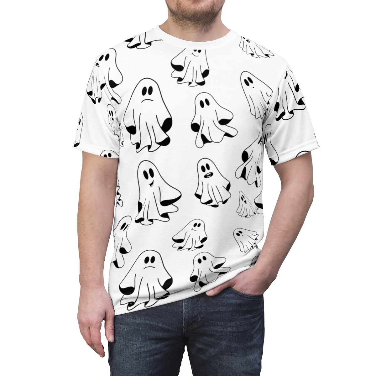 Halloween Pattern All Over Print Shirt | Ghost Shirt | Spooky Halloween Shirt | Unisex AOP Shirt