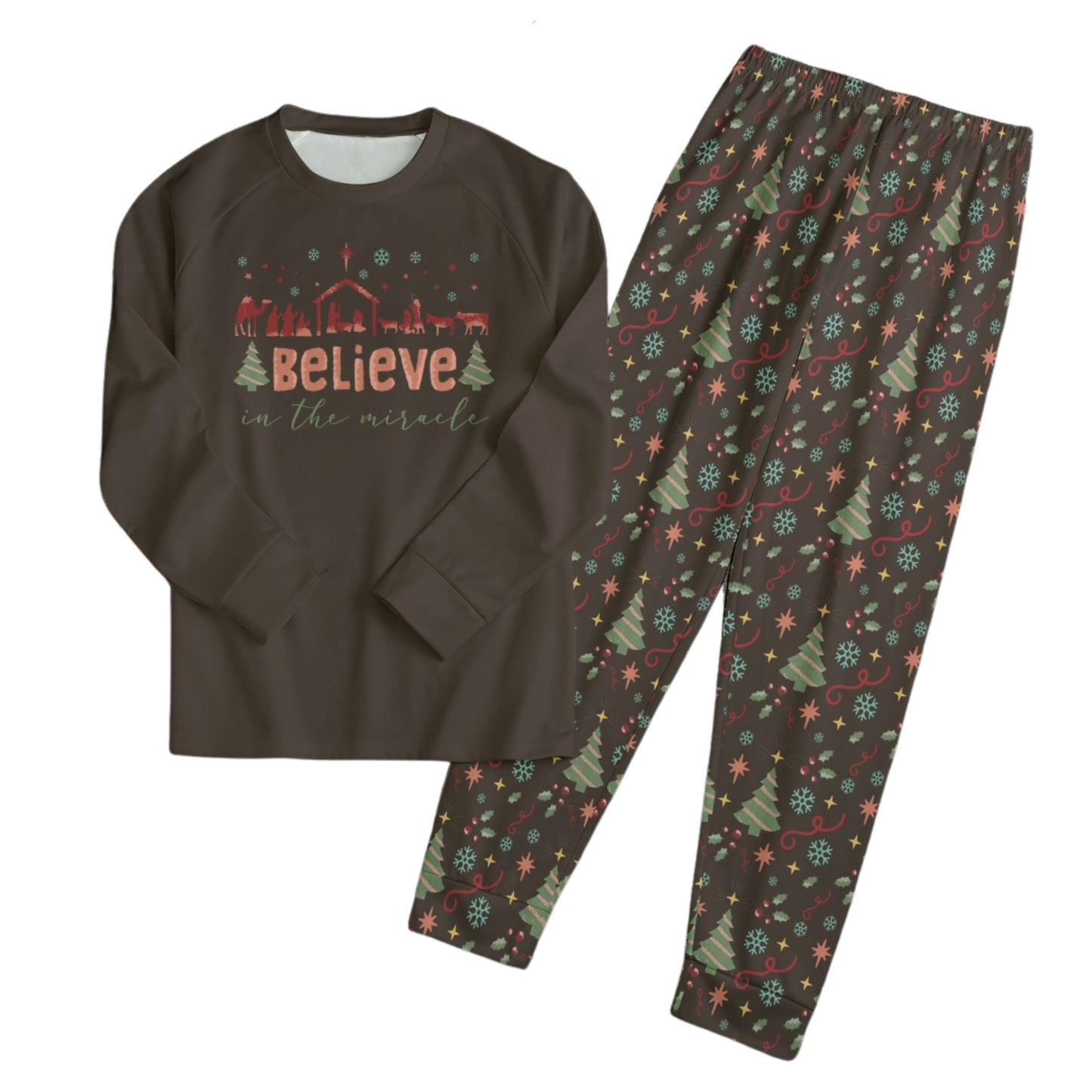 Matching Family Christmas Pajamas, Christian Christmas Pajamas, Believe in the Miracle, Jesus Christmas Pajamas