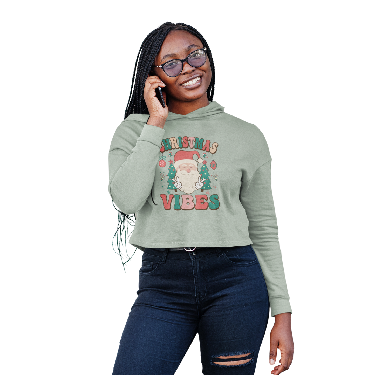 Christmas Crop Hoodie, Christmas Cropped Sweatshirt, Christmas Vibes, Christmas Cropped Hoodie, Hippie Santa Hoodie