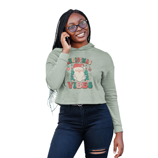 Christmas Crop Hoodie, Christmas Cropped Sweatshirt, Christmas Vibes, Christmas Cropped Hoodie, Hippie Santa Hoodie