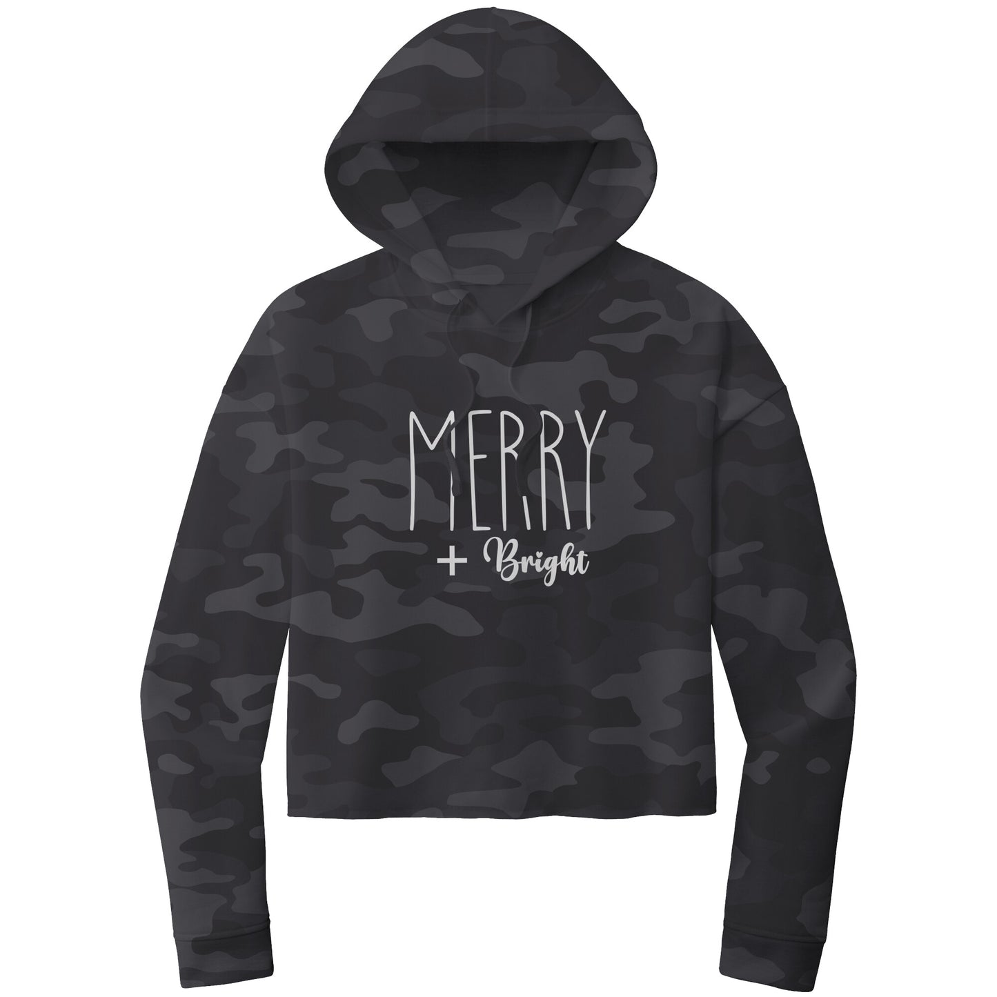 Christmas Crop Hoodie, Christmas Cropped Sweatshirt, Merry and Bright Christmas Cropped Hoodie