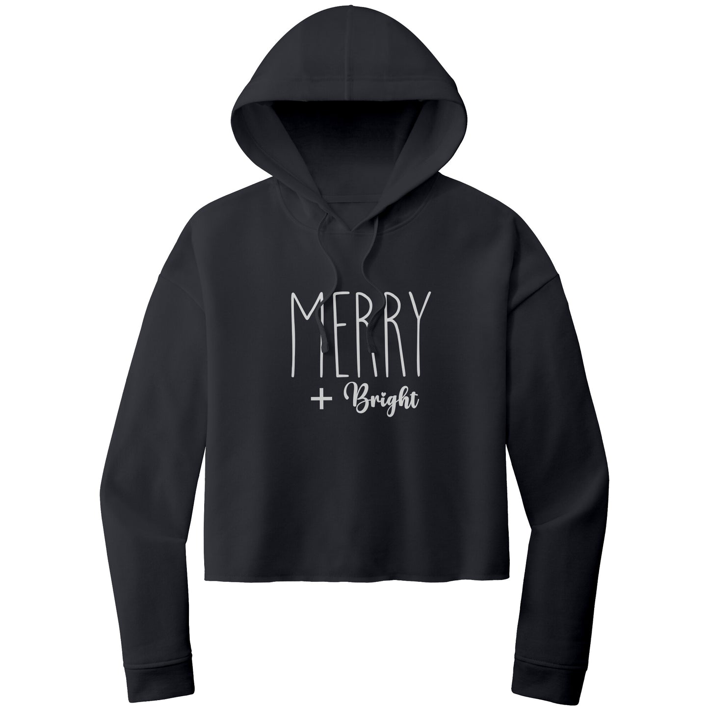 Christmas Crop Hoodie, Christmas Cropped Sweatshirt, Merry and Bright Christmas Cropped Hoodie