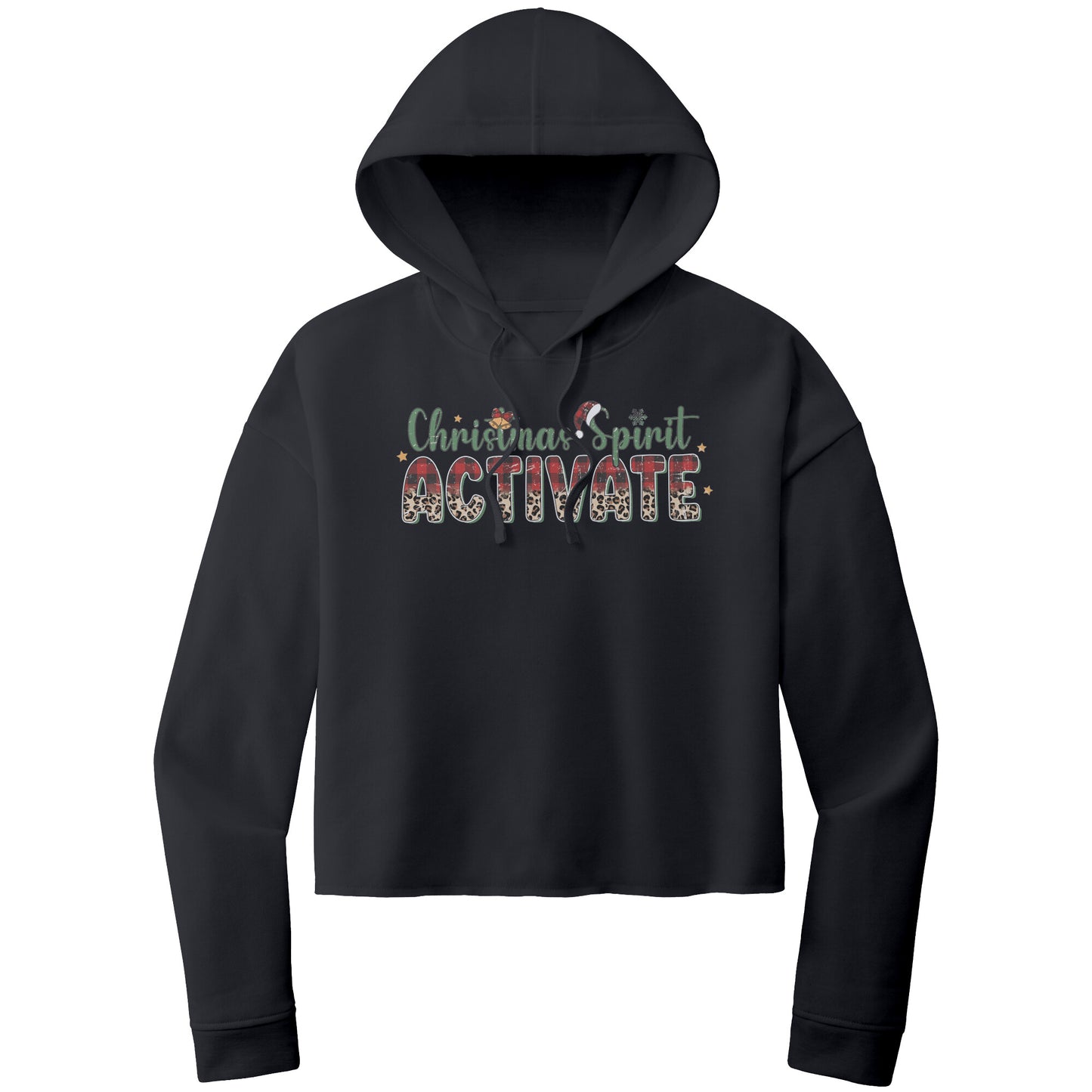 Christmas Crop Hoodie, Christmas Cropped Sweatshirt, Christmas Spirit Activate Cropped Hoodie, Heart Christmas Shirt