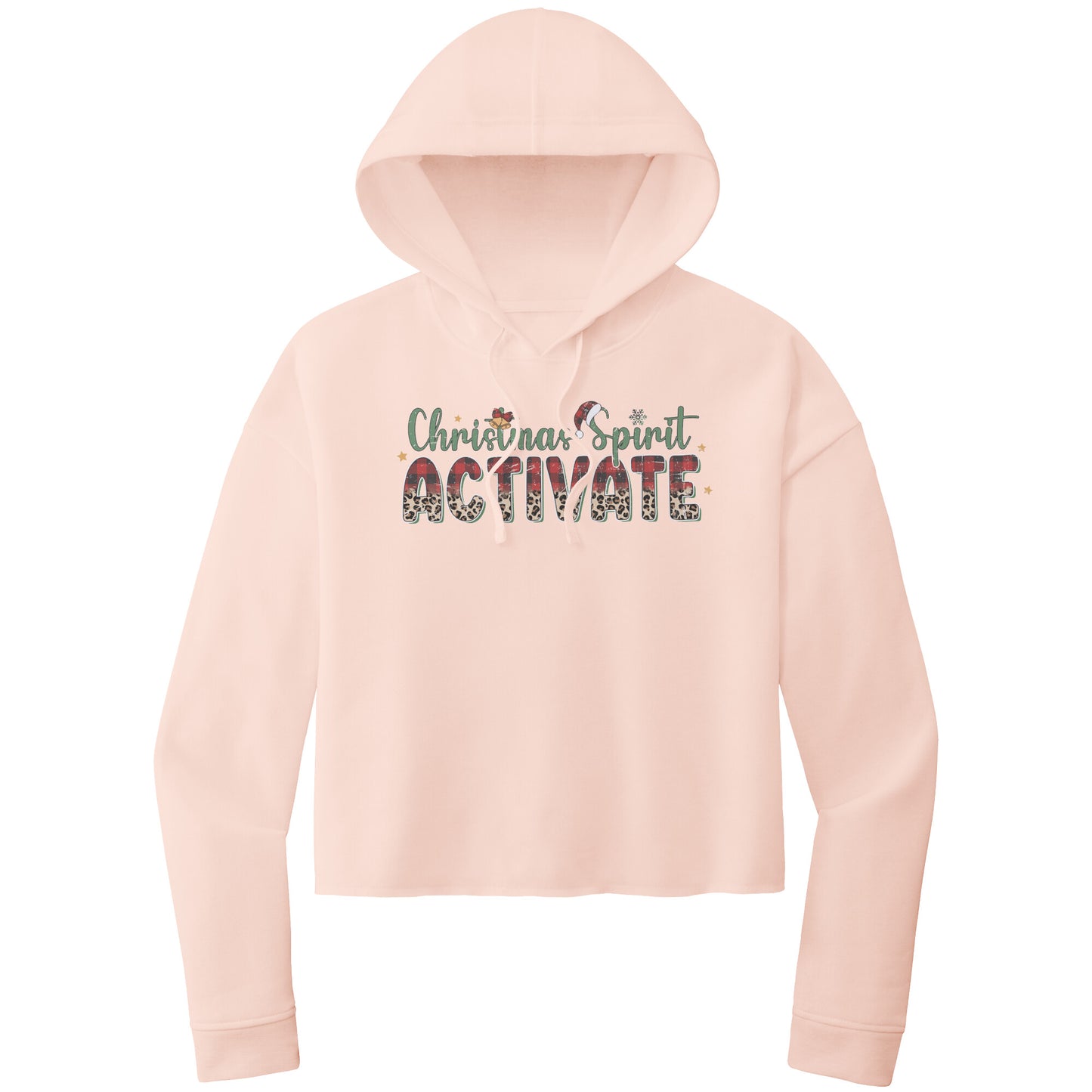 Christmas Crop Hoodie, Christmas Cropped Sweatshirt, Christmas Spirit Activate Cropped Hoodie, Heart Christmas Shirt