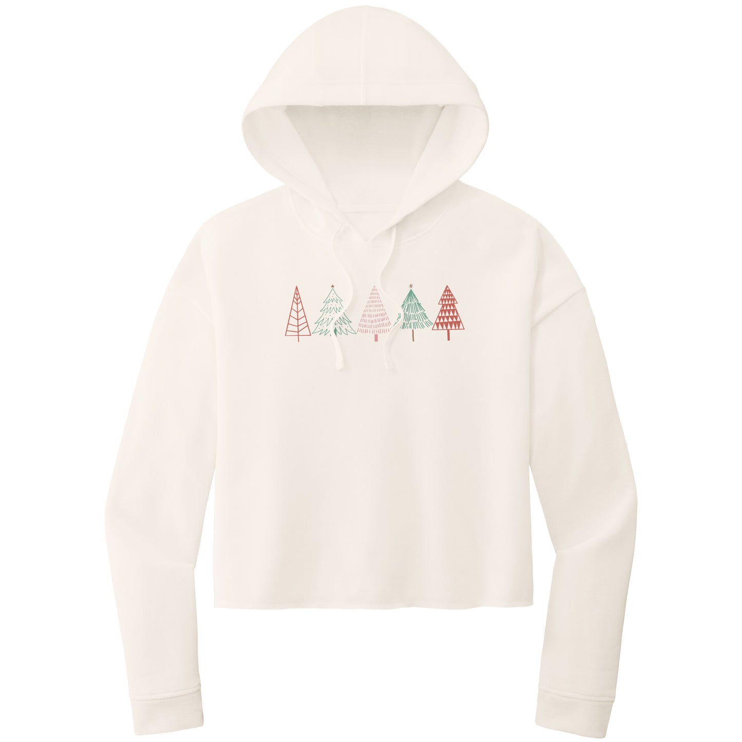 Christmas Crop Hoodie, Christmas Cropped Sweatshirt, Christmas Trees Christmas Cropped Hoodie