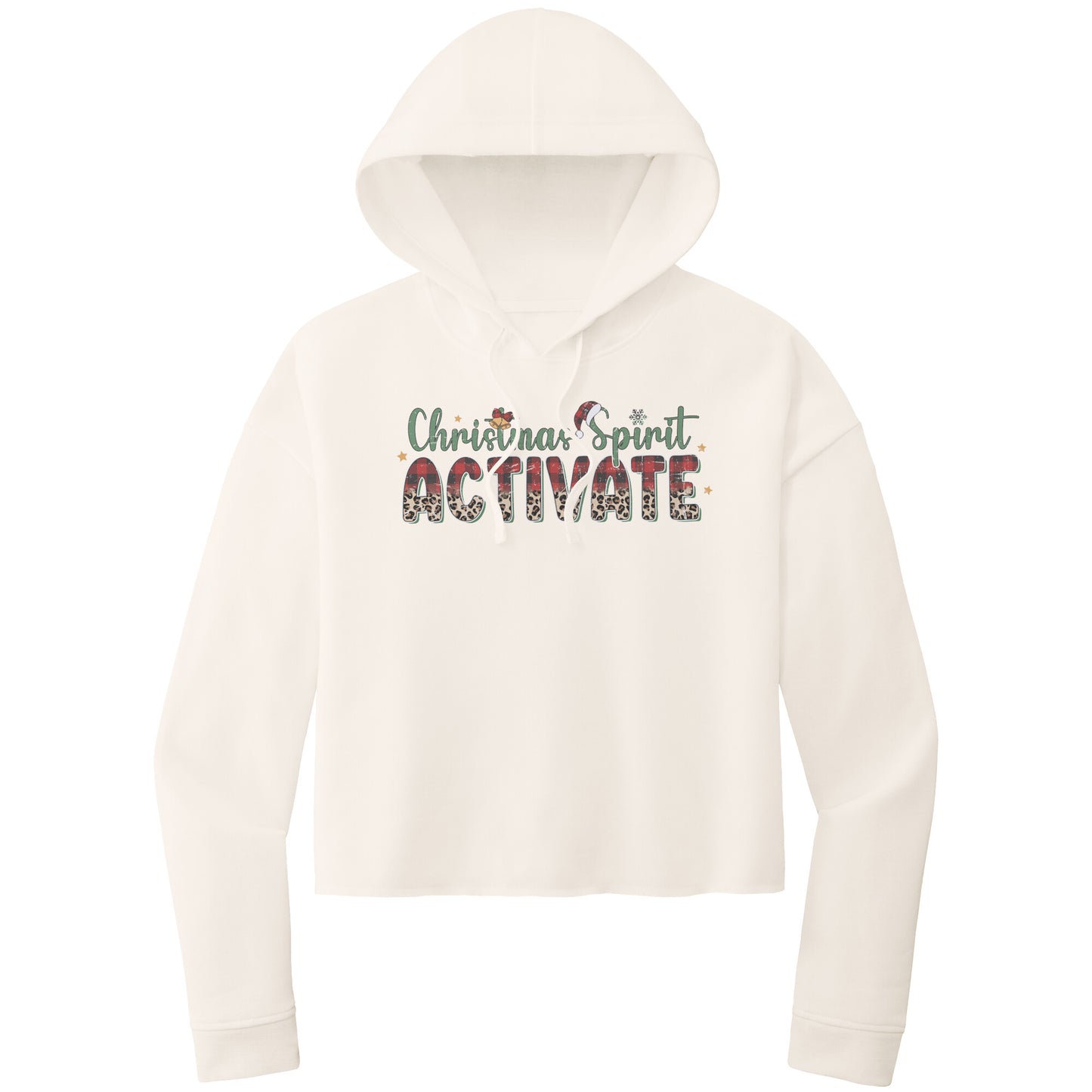 Christmas Crop Hoodie, Christmas Cropped Sweatshirt, Christmas Spirit Activate Cropped Hoodie, Heart Christmas Shirt