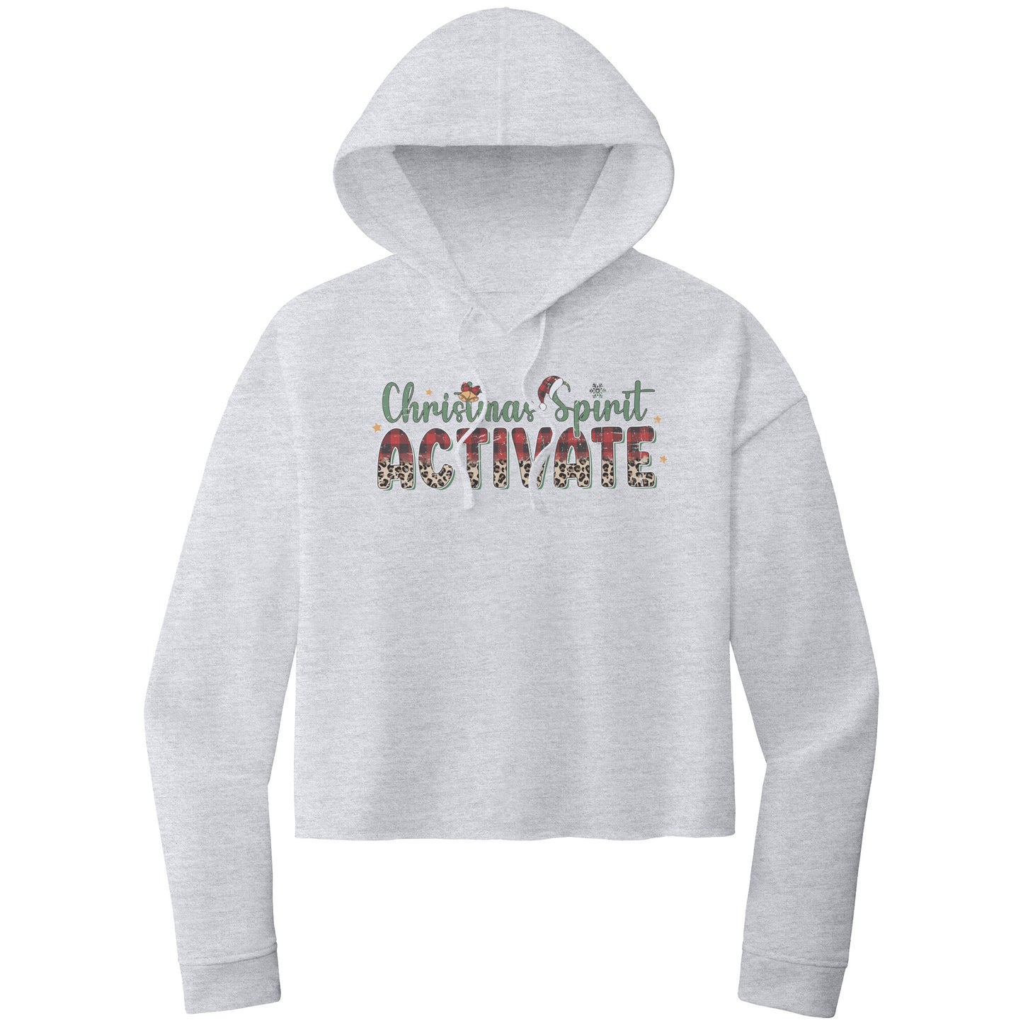 Christmas Crop Hoodie, Christmas Cropped Sweatshirt, Christmas Spirit Activate Cropped Hoodie, Heart Christmas Shirt