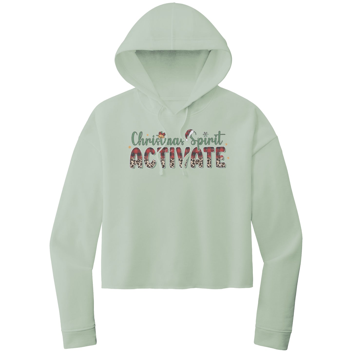 Christmas Crop Hoodie, Christmas Cropped Sweatshirt, Christmas Spirit Activate Cropped Hoodie, Heart Christmas Shirt