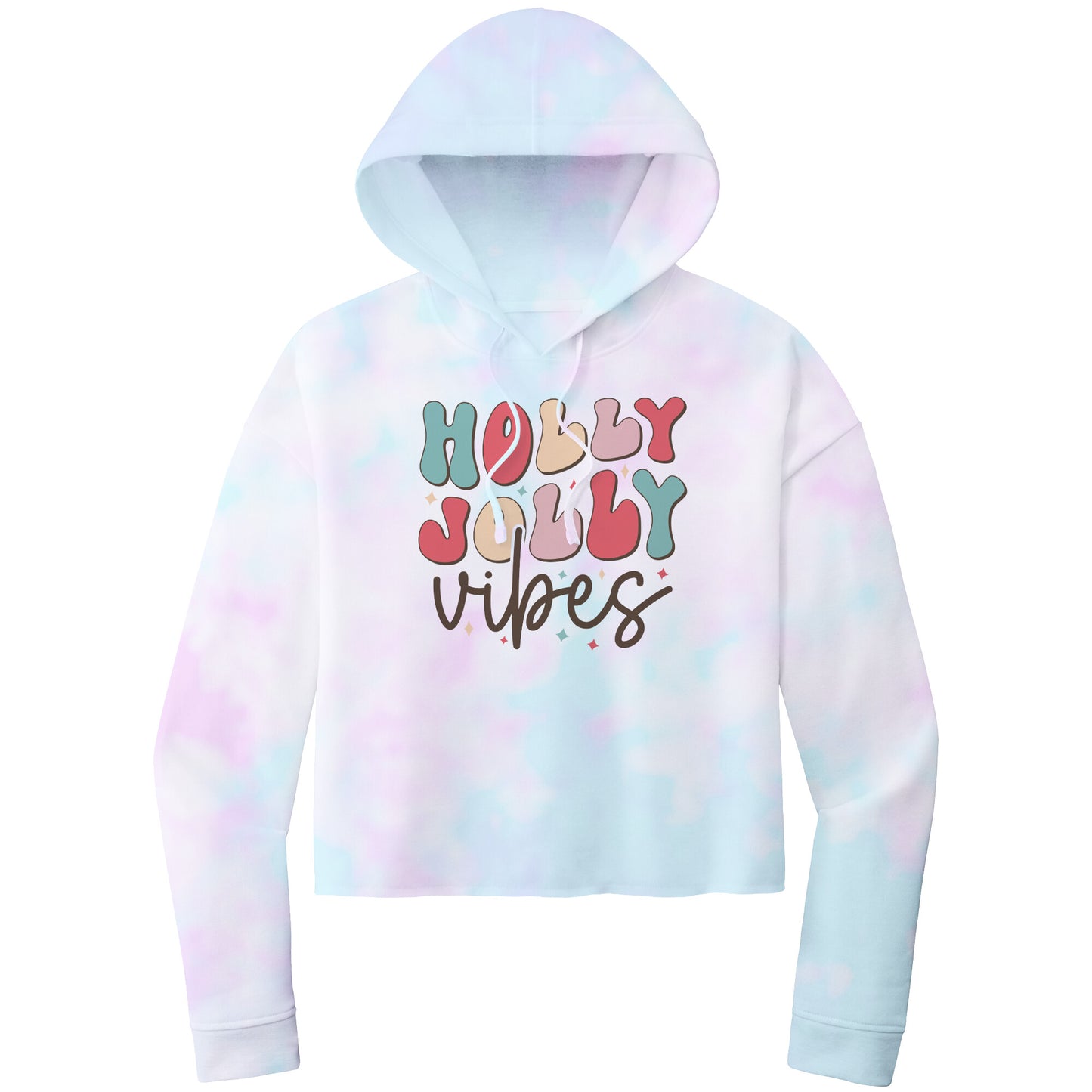 Christmas Crop Hoodie, Christmas Cropped Sweatshirt, Holly Jolly Vibes Christmas Cropped Hoodie