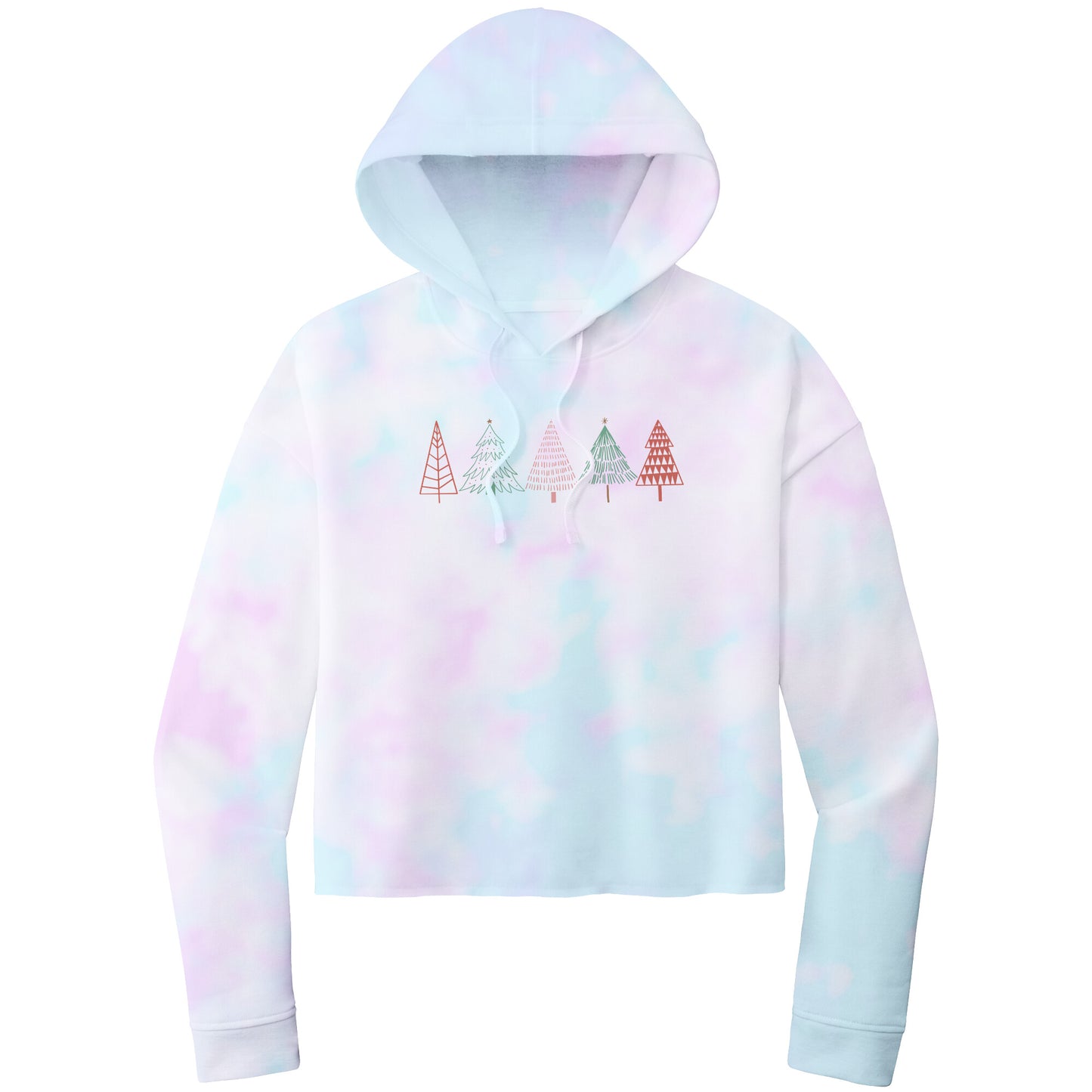 Christmas Crop Hoodie, Christmas Cropped Sweatshirt, Christmas Trees Christmas Cropped Hoodie