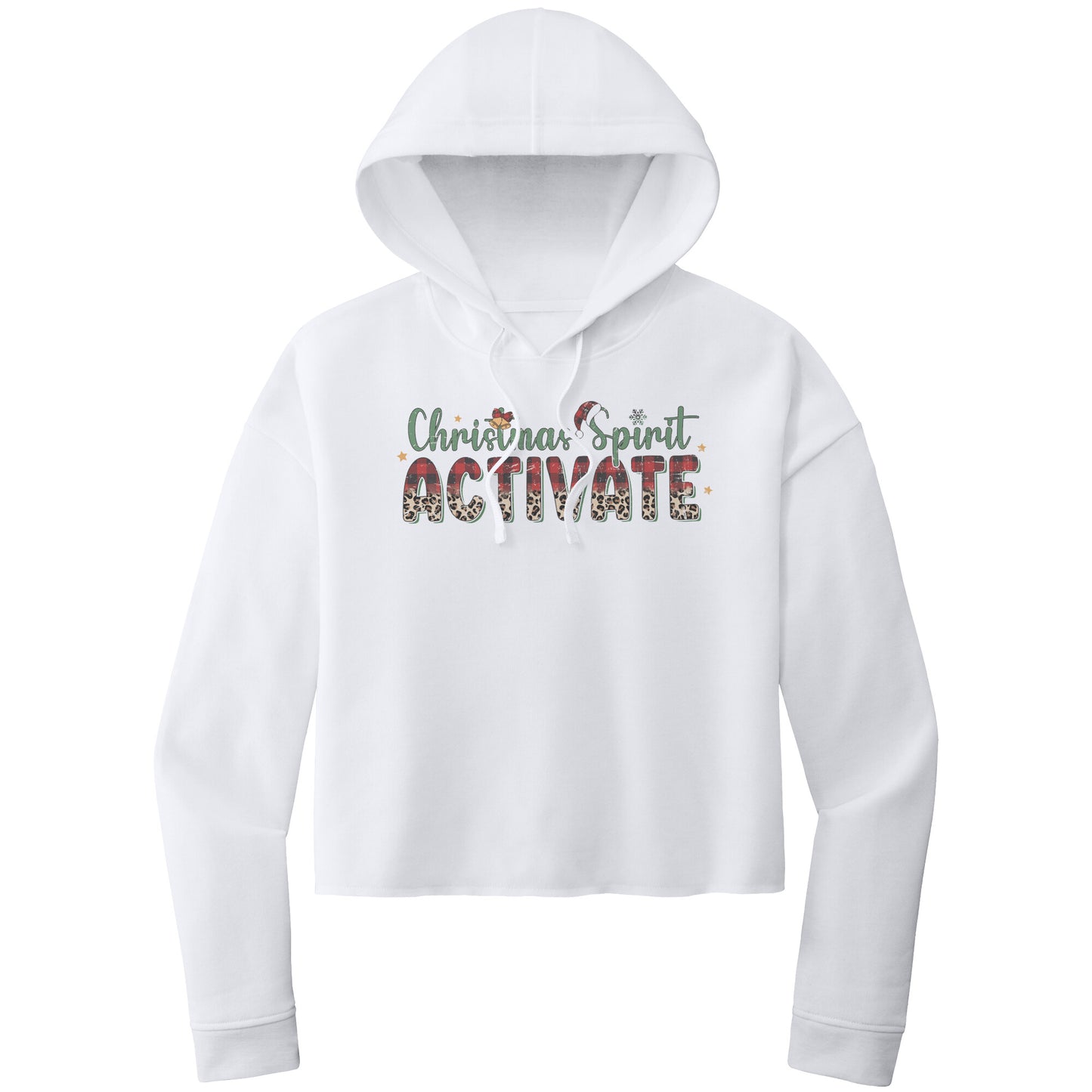 Christmas Crop Hoodie, Christmas Cropped Sweatshirt, Christmas Spirit Activate Cropped Hoodie, Heart Christmas Shirt
