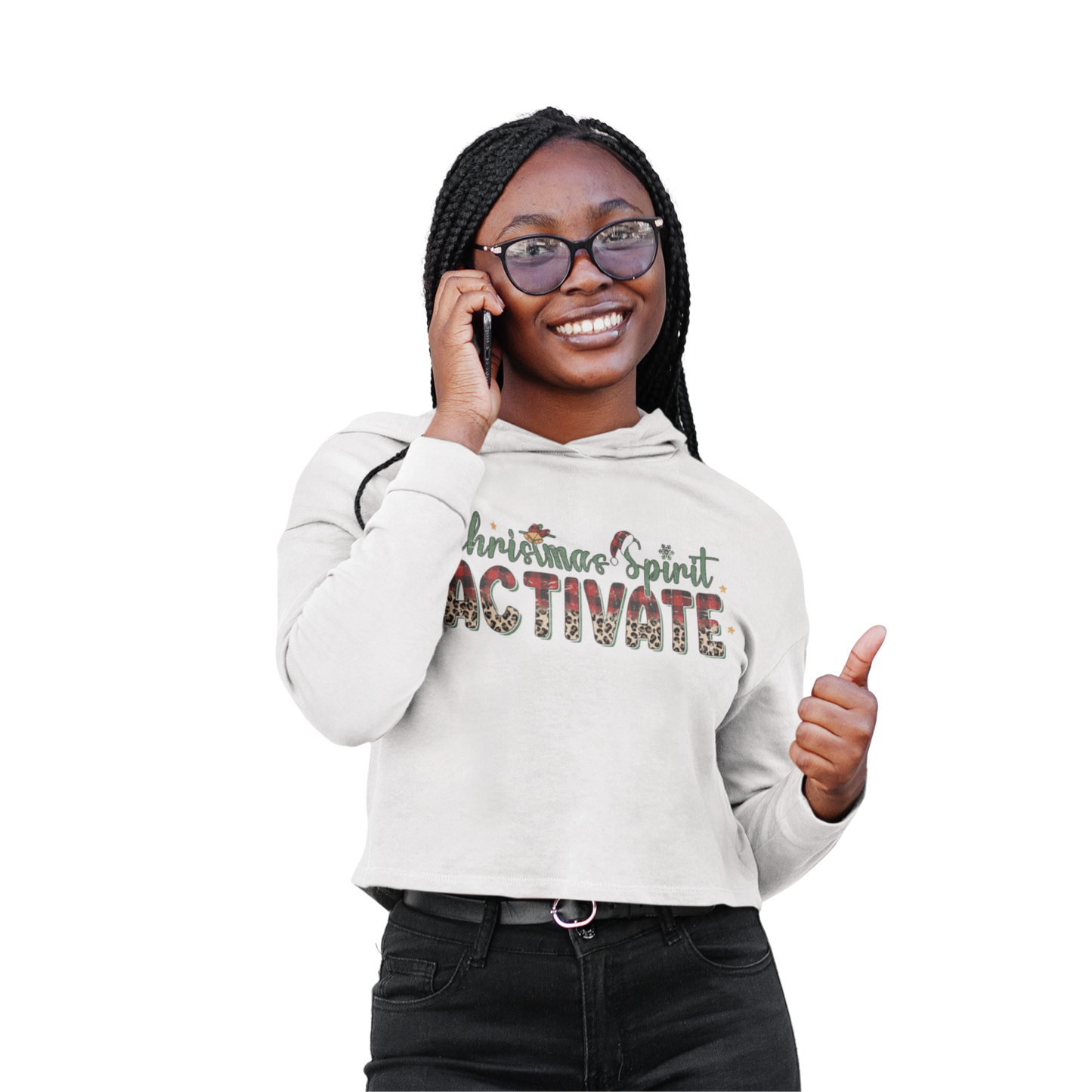 Christmas Crop Hoodie, Christmas Cropped Sweatshirt, Christmas Spirit Activate Cropped Hoodie, Heart Christmas Shirt