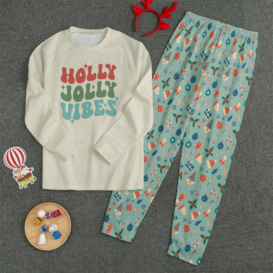 Holly Jolly Vibes Matching Family Christmas Pajamas, Hippie Pajamas, Family Matching Pajamas, Retro Christmas Pajamas