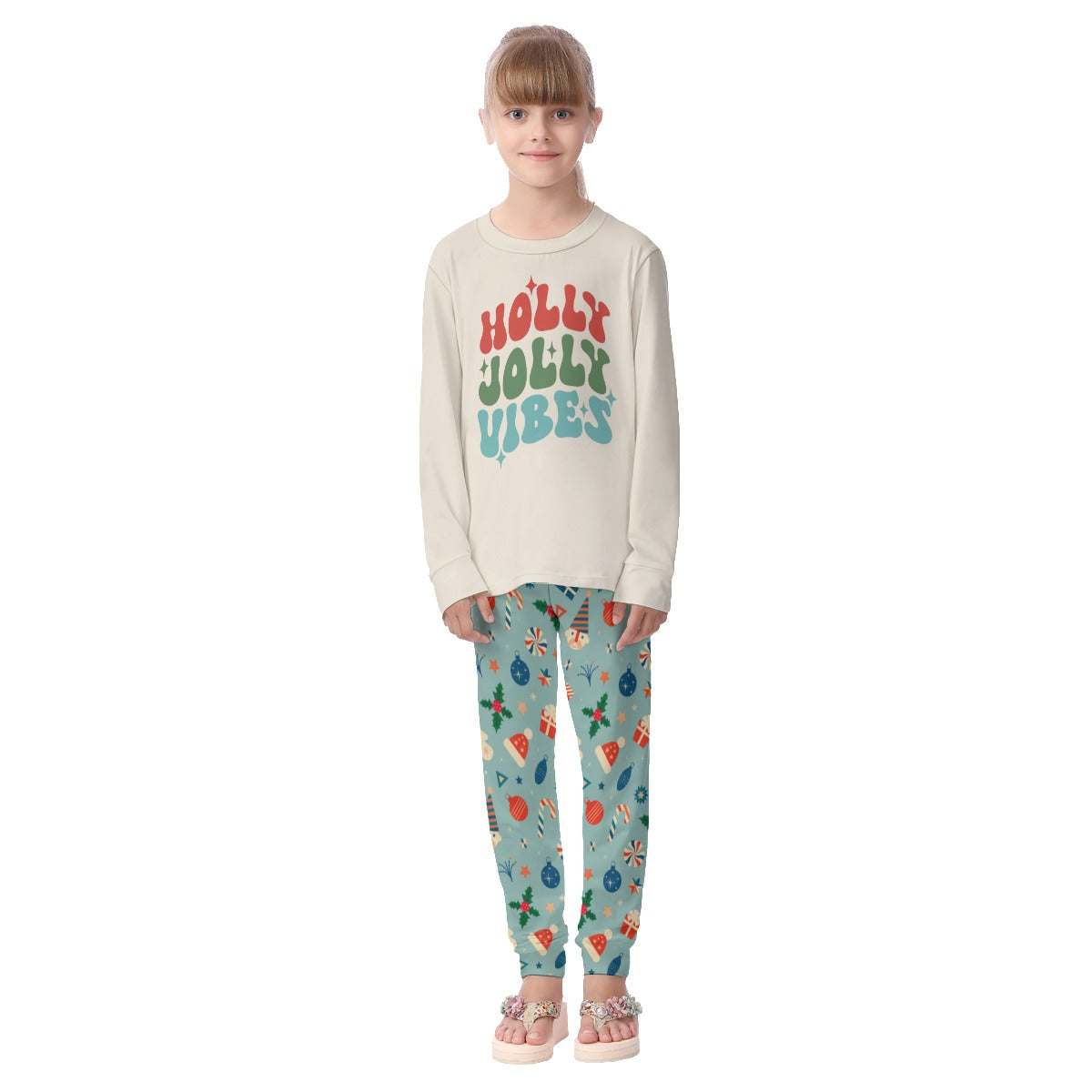 Holly Jolly Vibes Matching Family Christmas Pajamas, Hippie Pajamas, Family Matching Pajamas, Retro Christmas Pajamas