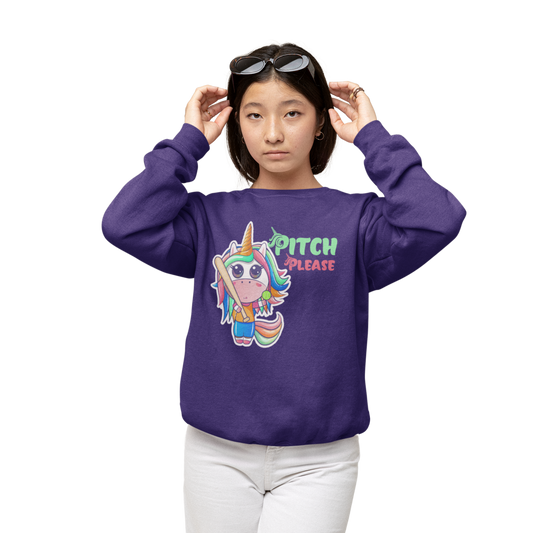 Youth Softball Sweatshirt, Unicorn Softball Sweatshirt, Girls Softball Shirt, Softball Gifts