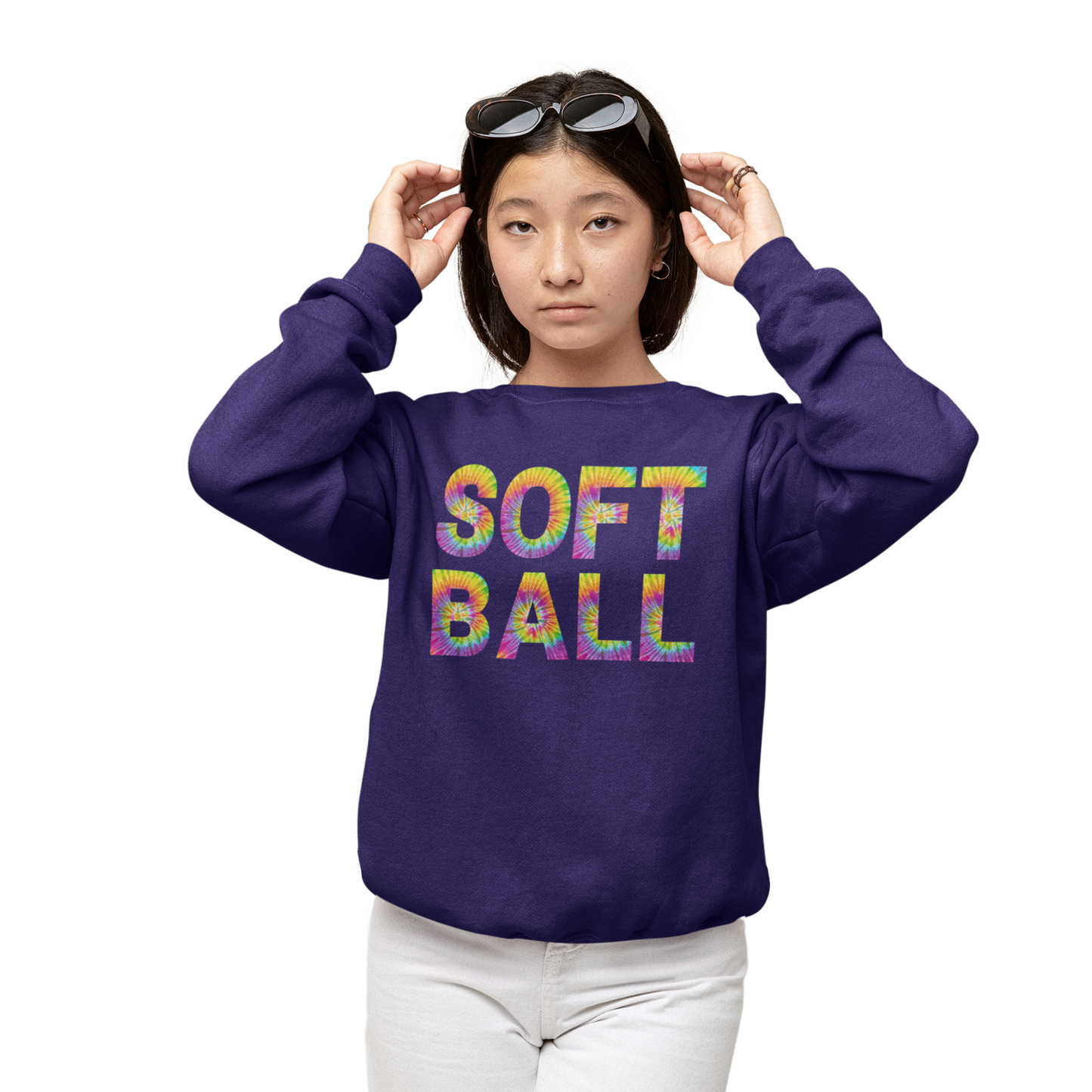 Youth Softball Sweatshirt, Tie Dye Softball Sweatshirt, Girls Softball Shirt, Softball Gifts