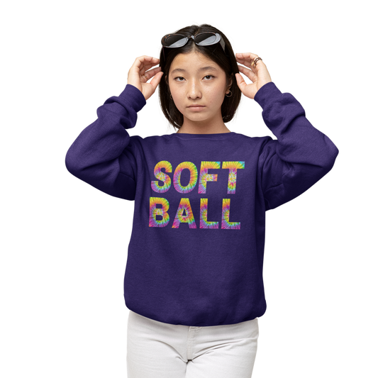 Youth Softball Sweatshirt, Tie Dye Softball Sweatshirt, Girls Softball Shirt, Softball Gifts