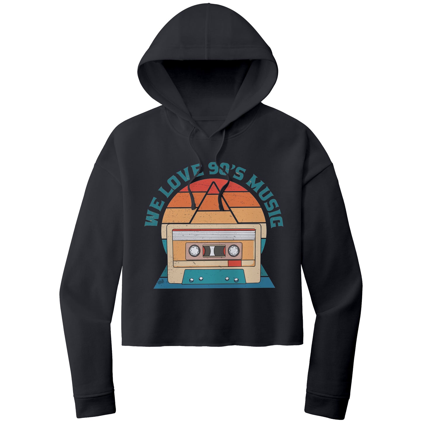 We Love 90's Music Retro Cropped Hoodie, 90's Retro Cropped Hoodie, Retro Hoodie Sweatshirt, Cassette Tape Hoodie