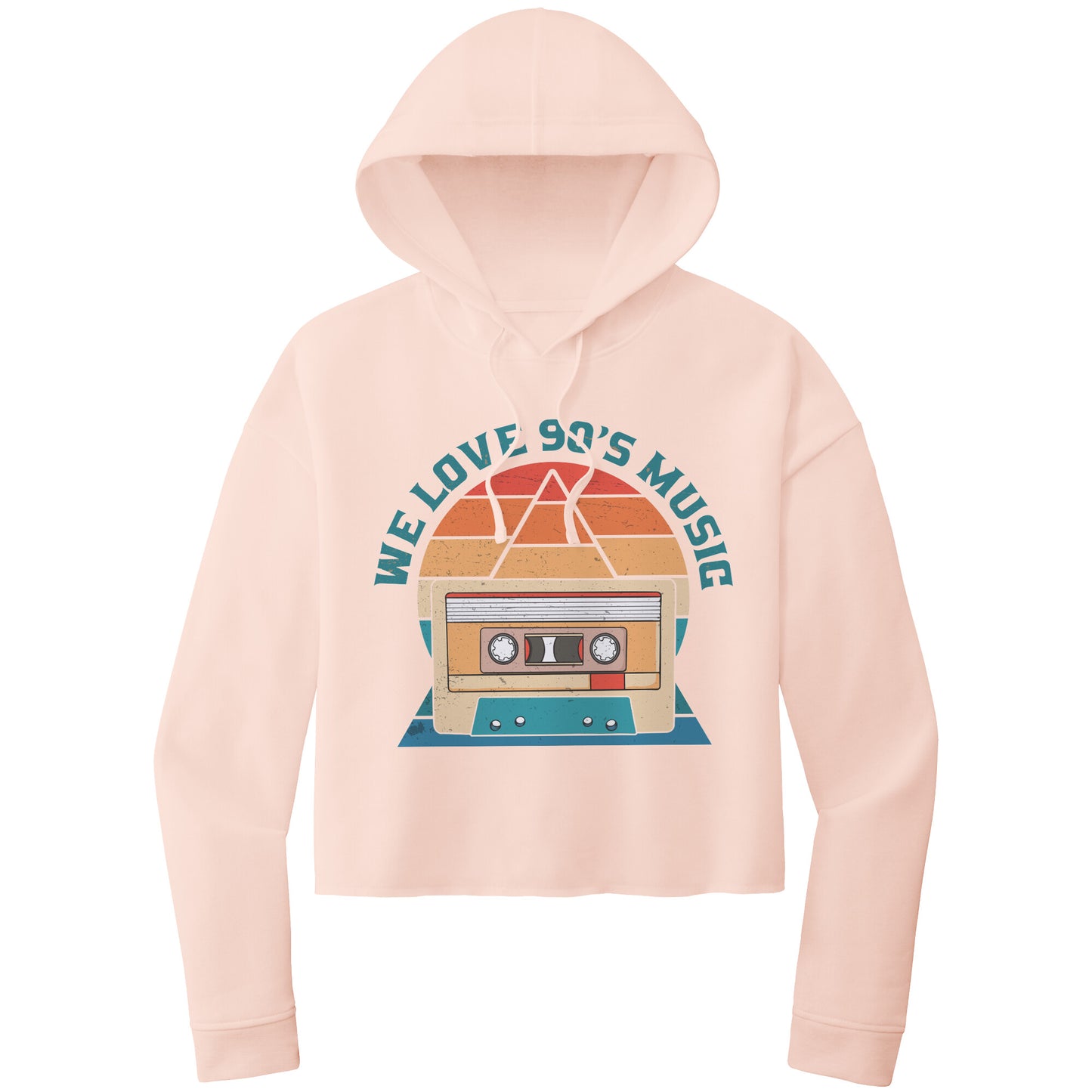 We Love 90's Music Retro Cropped Hoodie, 90's Retro Cropped Hoodie, Retro Hoodie Sweatshirt, Cassette Tape Hoodie