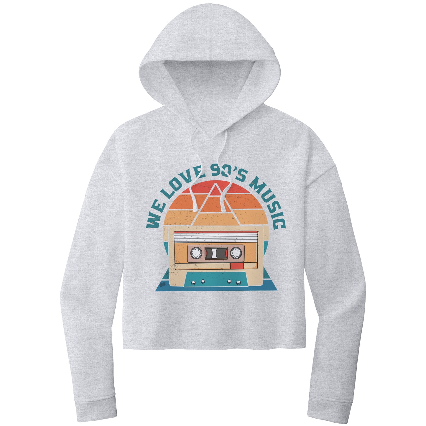 We Love 90's Music Retro Cropped Hoodie, 90's Retro Cropped Hoodie, Retro Hoodie Sweatshirt, Cassette Tape Hoodie