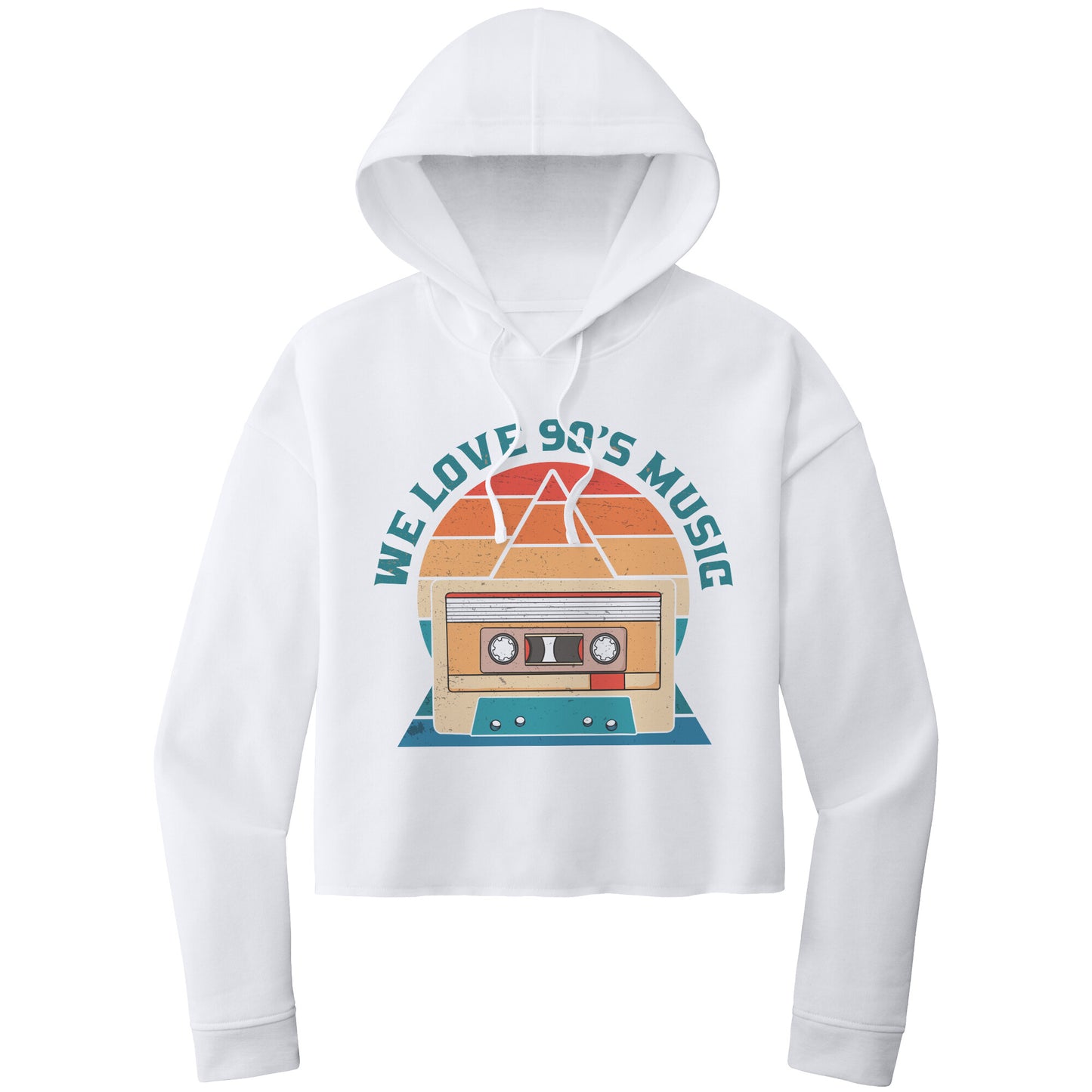 We Love 90's Music Retro Cropped Hoodie, 90's Retro Cropped Hoodie, Retro Hoodie Sweatshirt, Cassette Tape Hoodie