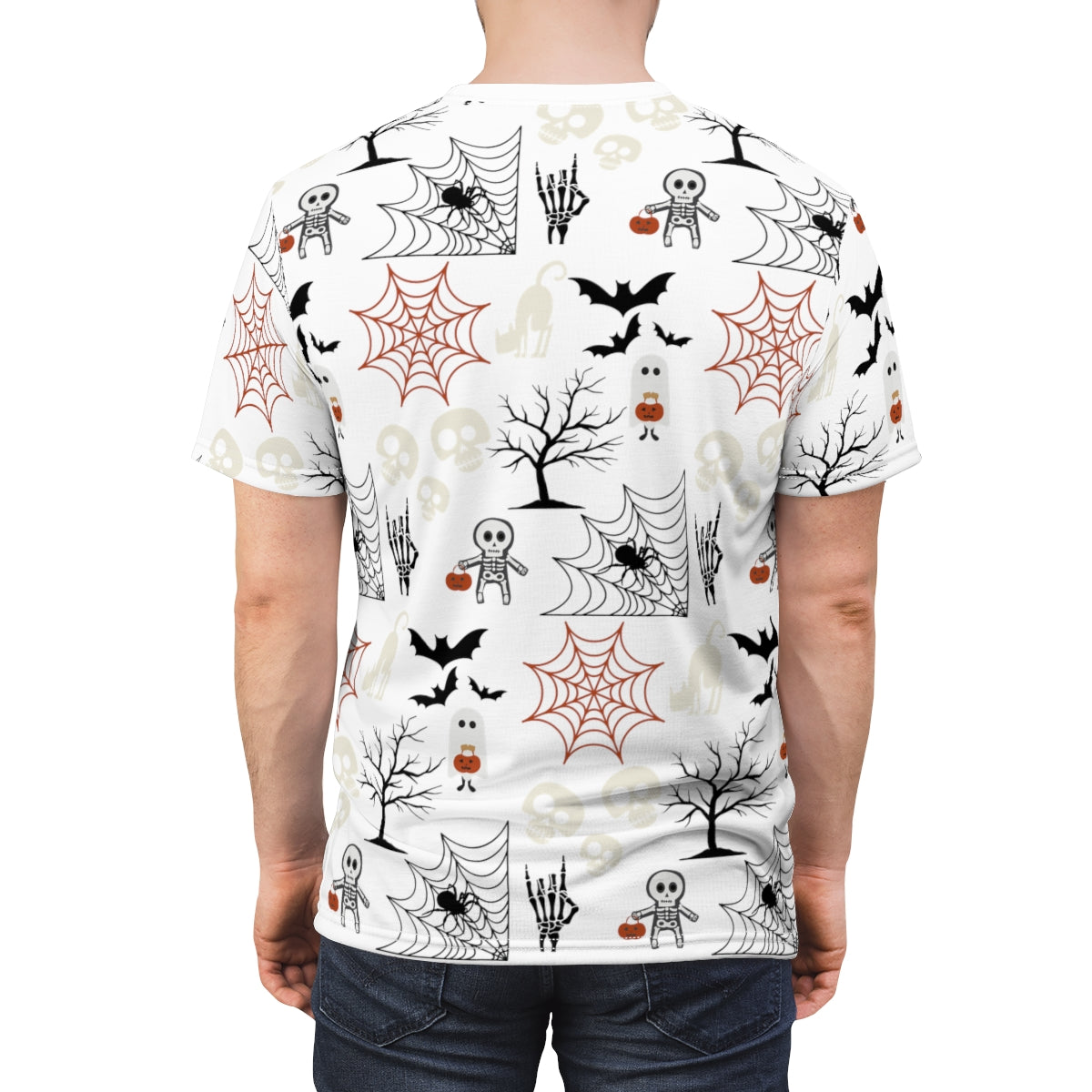 Halloween Pattern All Over Print Shirt | Spider Web | Spooky Halloween Shirt | Unisex AOP Shirt | Ghost Shirt | Skeleton Shirt |