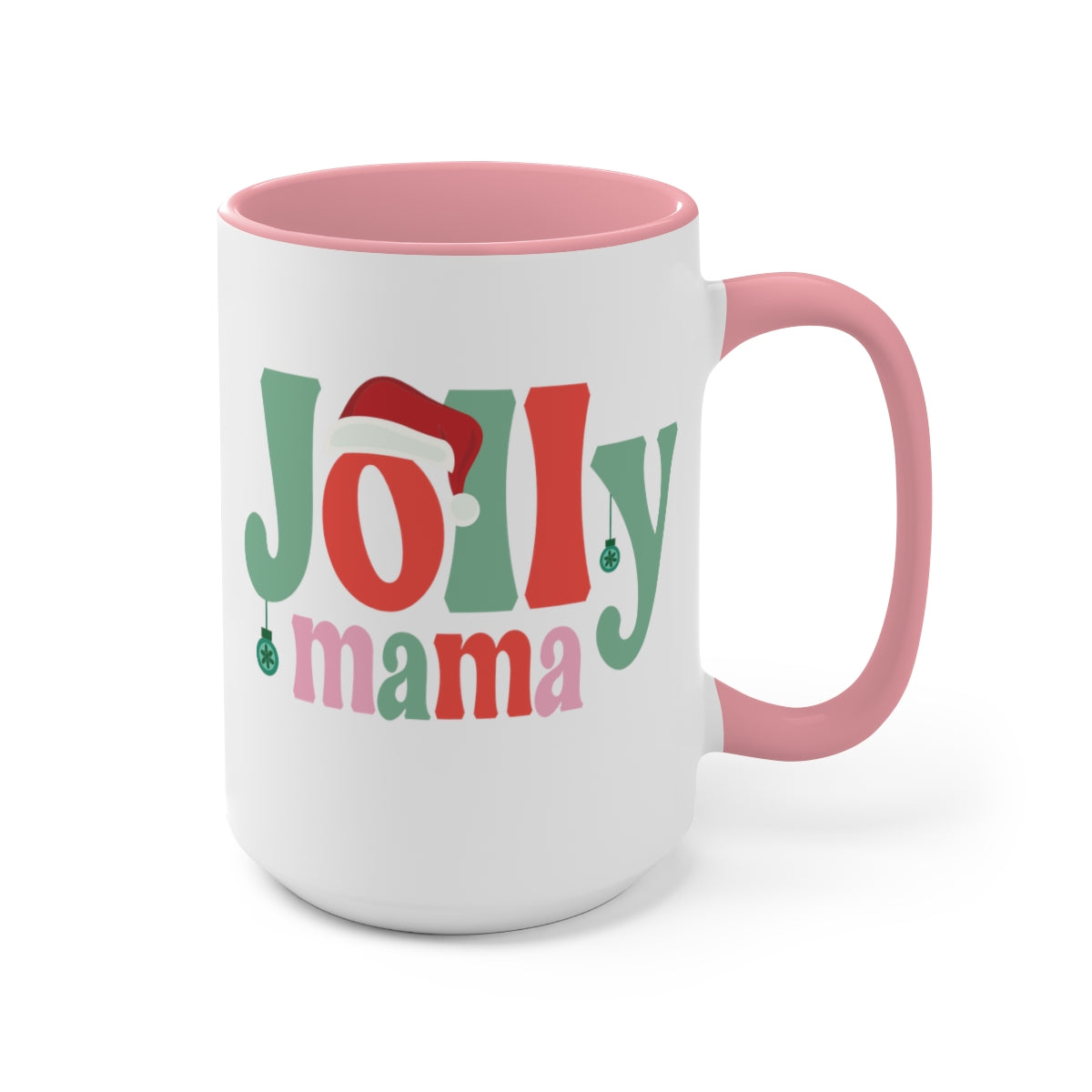 15oz Two Tone Christmas Coffee Mug, Jolly Mama Mug, Hippie Mug, Christmas ornament Mug, Merry Christmas Mug