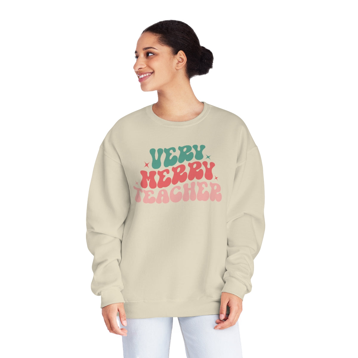 Very Merry Teacher Hippie Christmas Sweatshirt, Christmas Shirts for Women, Shirts for Christmas