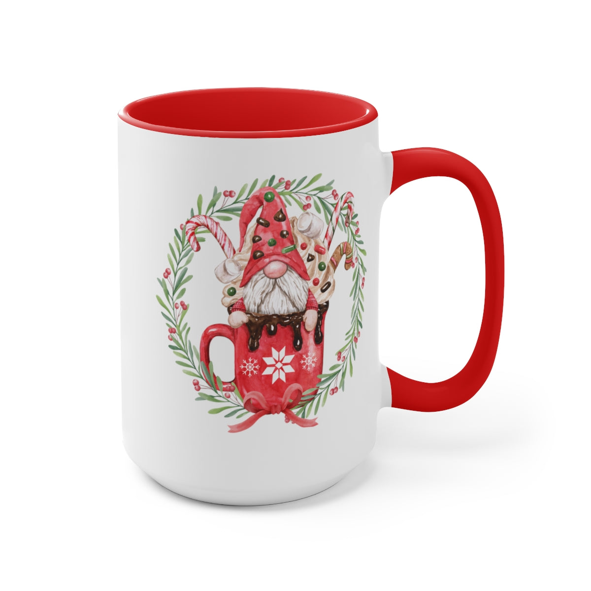 15oz Two Tone Christmas Coffee Mug, Christmas Gnome Mug, Reindeer Mug, Christmas Tree Mug, Merry Christmas Mug