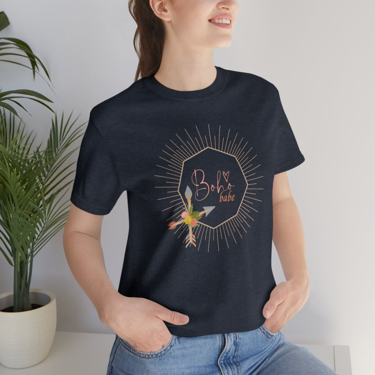 Boho Babe Sunburst Shirt, Arrows with Flowers Shirt, Boho Flowers Shirt, Gold Starburst Shirt