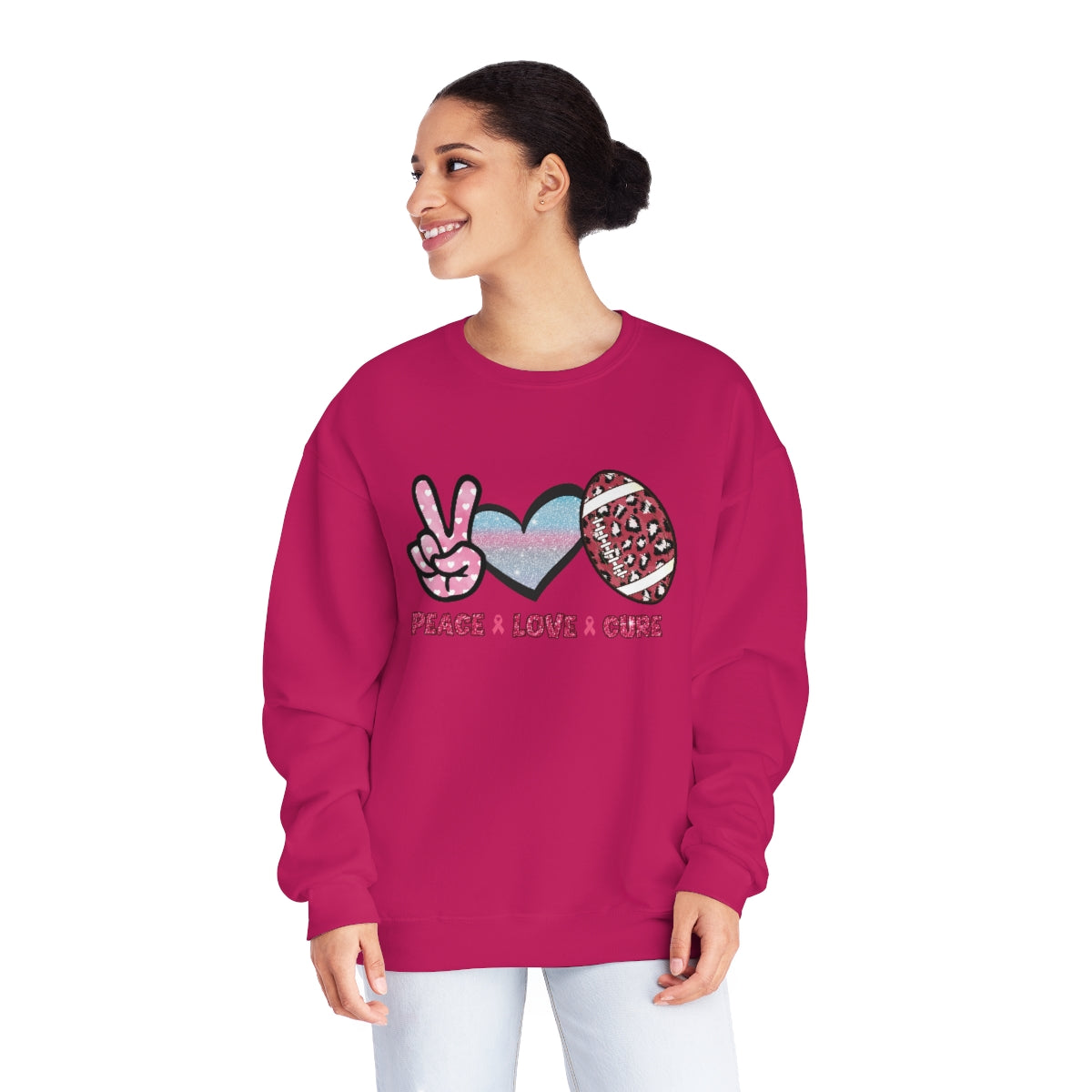 Breast Cancer Sweatshirt | Pink Ribbon Sweatshirt | Breast Cancer Awareness Sweatshirt | Football Sweatshirt | Fundraiser Crewneck